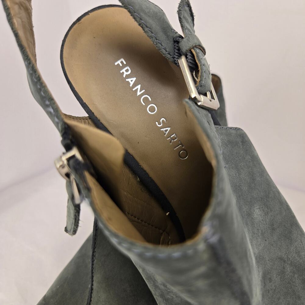 "Harley" Blue Suede Stacked Heel Slingback - Picture 12 of 13